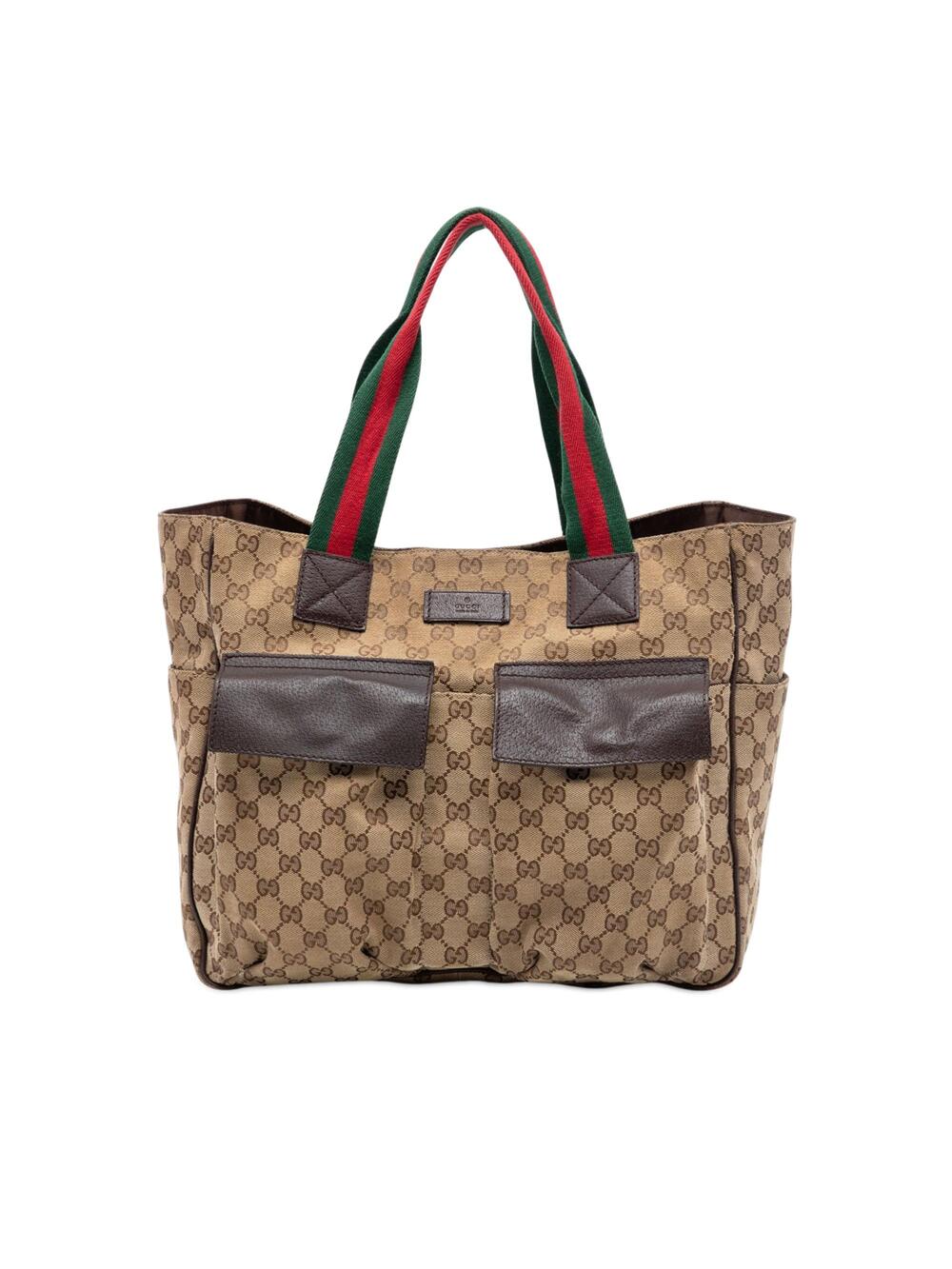 Gucci Double Pocket Web Handle Tote Gg #275141G64B